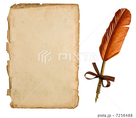 antique paper sheet and vintage ink pen 7256488