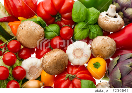 closeup of fresh vegetables and herbs closeup of fresh vegetables and herbs 7256645