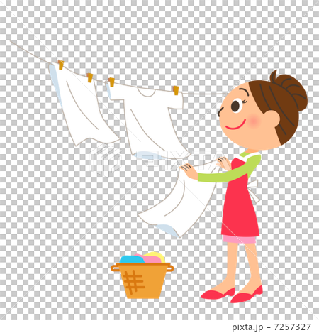 Mommy hanging up the laundry - Stock Illustration [7257327] - PIXTA