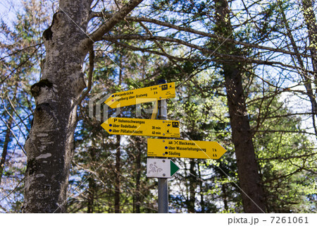 ロマンチック街道 ノイシュバンシュタイン城のトレイル案内板 ロマンチック街道 ノイシュバンシュタイン城のトレイル案内板 7261061