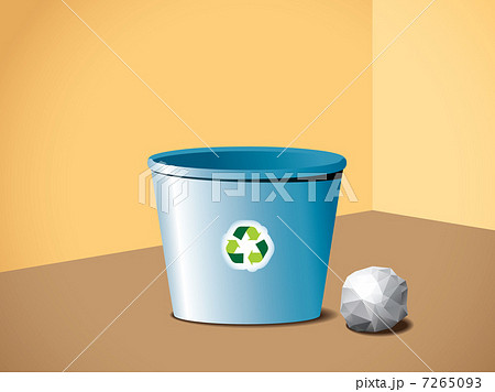 Paper ball near the recycle bin Paper ball near the recycle bin 7265093