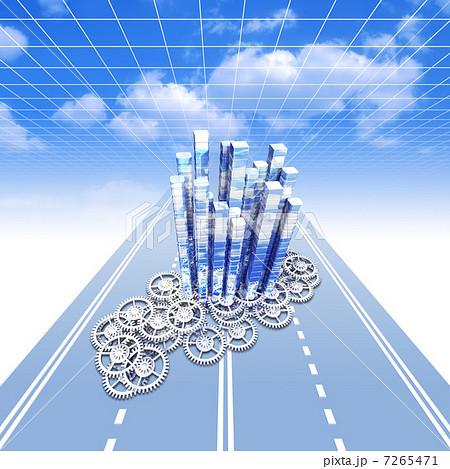歯車の連動と高層ビル街 歯車の連動と高層ビル街 7265471