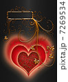 abstract red hiarts on the black background 7269534