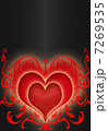abstract red hiarts on the black background 7269535