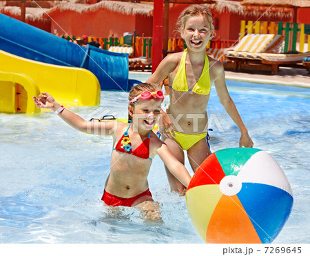 Children  swimming in pool. 7269645
