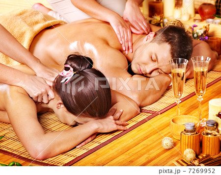 Man and woman relaxing in spa. Man and woman relaxing in spa. 7269952