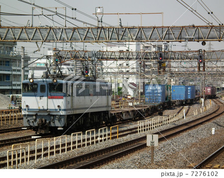 貨物列車　EF65　コンテナ　金町駅 7276102