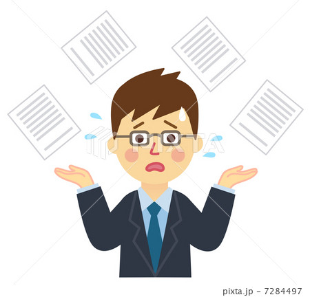 サラリーマン仕事がいっぱいのイラスト素材