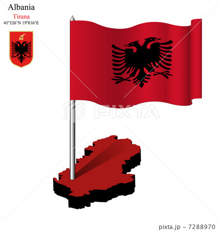 albania wavy flag over map 7288970