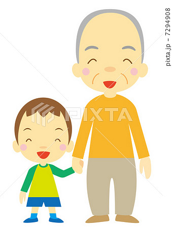 笑顔　お爺ちゃんと孫（男の子） 7294908