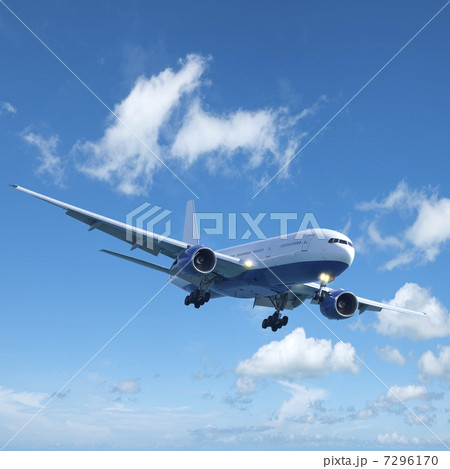 Jet plane in flight. Square composition. 7296170