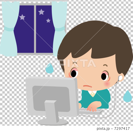 A boy engrossing in a computer at night 7297417