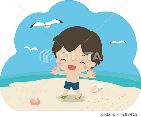 海辺ではしゃぐ男の子 7297418