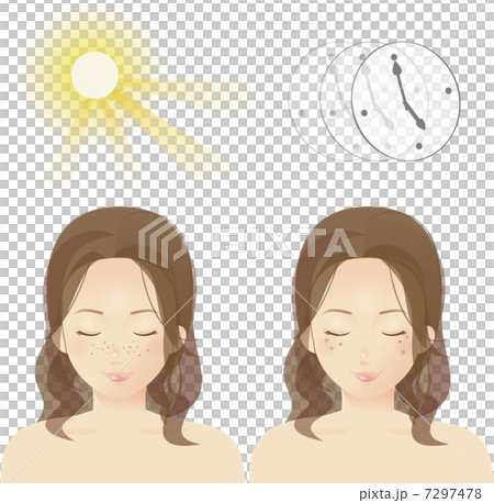 シミ そばかすができた若い女性のイラスト素材