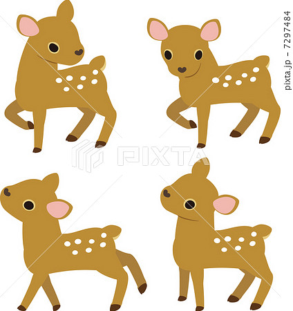いろいろなポーズの小鹿のイラスト素材
