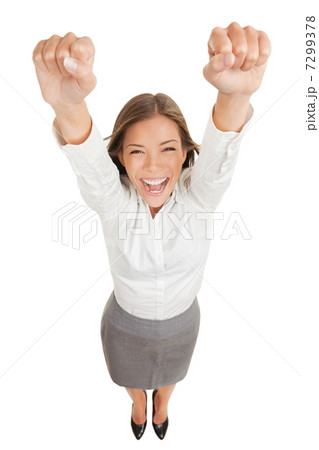 Ecstatic woman cheering and winning 7299378