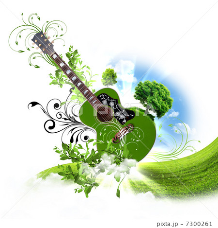 Guitar against decorative background Guitar against decorative background 7300261