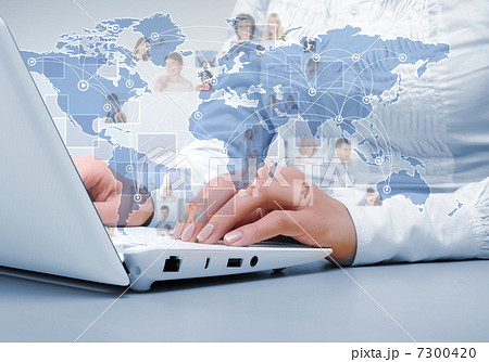 Laptop against technology background Laptop against technology background 7300420