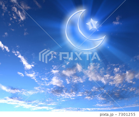 muslim star and moon on blue sky muslim star and moon on blue sky 7301255