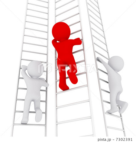 3d Man Climbing Up The Ladderのイラスト素材