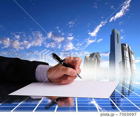 Businessman hand signing documents 7303097