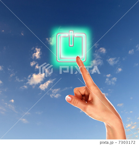 Power button against sky background Power button against sky background 7303172