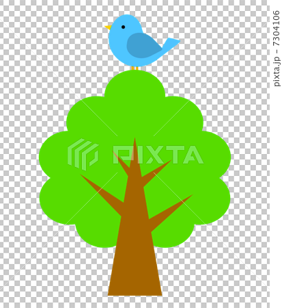 木のてっぺんにとまる鳥 7304106