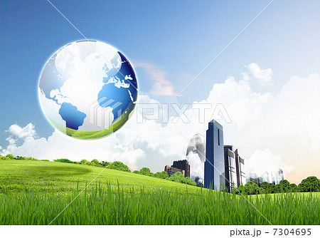 Green nature landscape with planet Earth 7304695