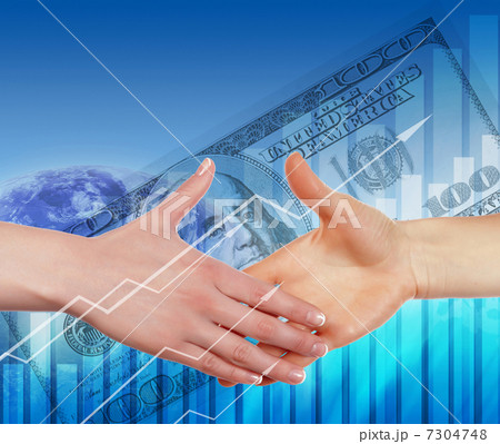 Handshake on an abstract background. 7304748