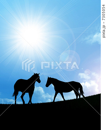 馬と風景のシルエットアート 馬と風景のシルエットアート