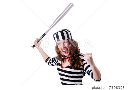 Convict criminal in striped uniform Convict criminal in striped uniform 7308393