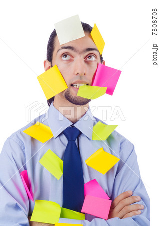 Man with lots of reminder notes Man with lots of reminder notes 7308703