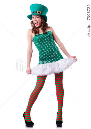 Young girl in saint patrick celebration concept Young girl in saint patrick celebration concept 7308729
