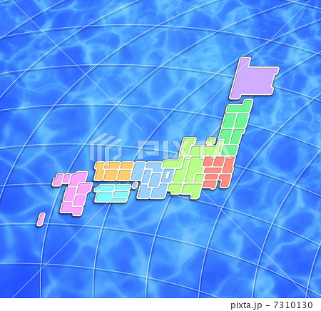 色分けした日本地図・8区分／白地図 7310130