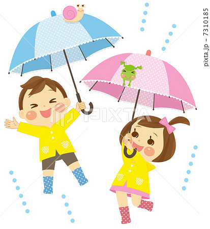 傘と子供のイラスト素材