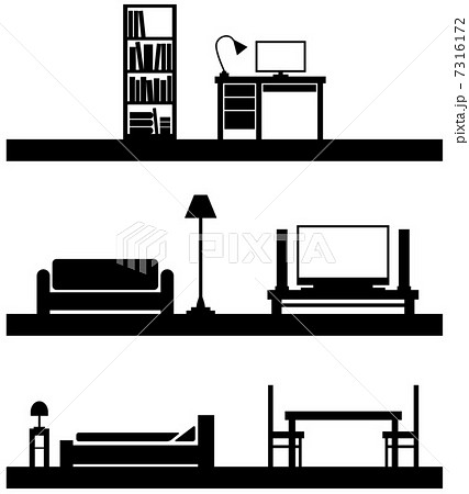 家具や部屋のベクターシルエットのイラスト素材