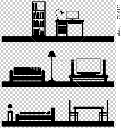 家具や部屋のベクターシルエットのイラスト素材