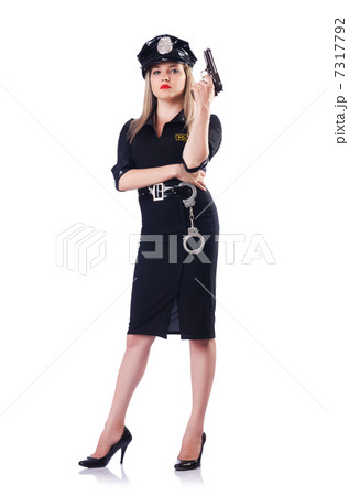 Woman police isolated on the white 7317792