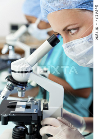 Female Scientists or Doctors Using Microscopes in a Laboratory 7319340