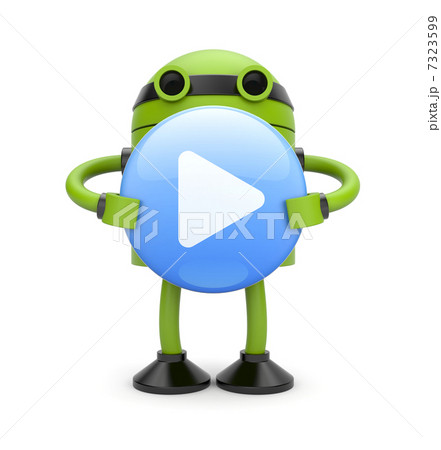 3d Robot with play button 7323599