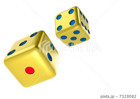 ２つの金色のサイコロのイラスト素材