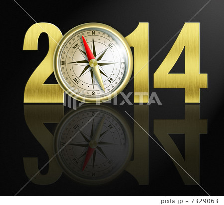 2014 new year digits with golden compass illustration 7329063