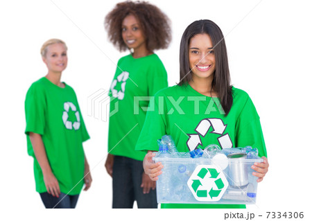Female activist holding recycling box 7334306