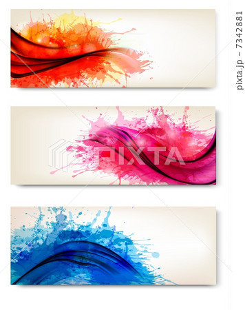Collection of colorful abstract watercolor banners. Vector illus 7342881