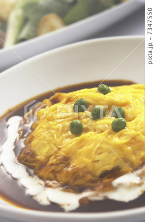 デミ・ブラウンソースかけオムライスのアップ デミ・ブラウンソースかけオムライスのアップ 7347550