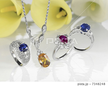 サファイヤ、ルビー、ダイヤネックレス 7348248