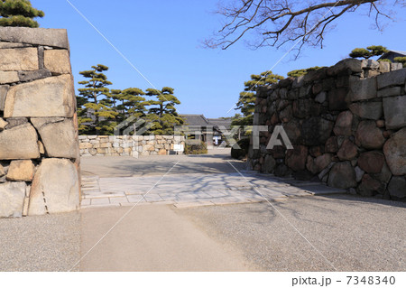 高松市立 玉藻公園 高松城の桜御門跡から見る 披雲閣 の写真素材