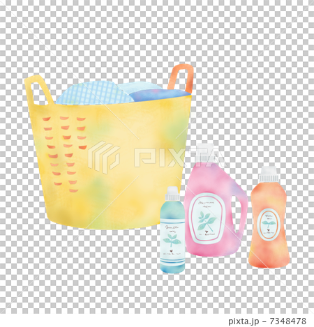 洗衣籃和洗滌劑的例證 7348478