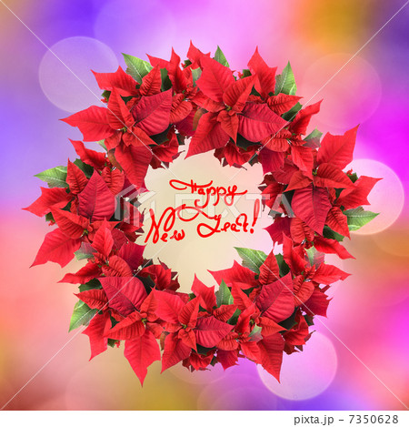 christmas wreath from poinsettia on color light background 7350628