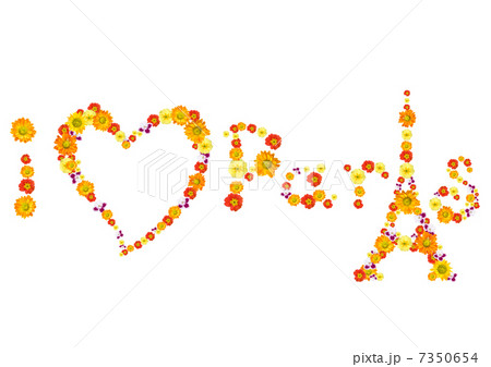 i love paris with eiffel tower from flowers isolated on white 7350654